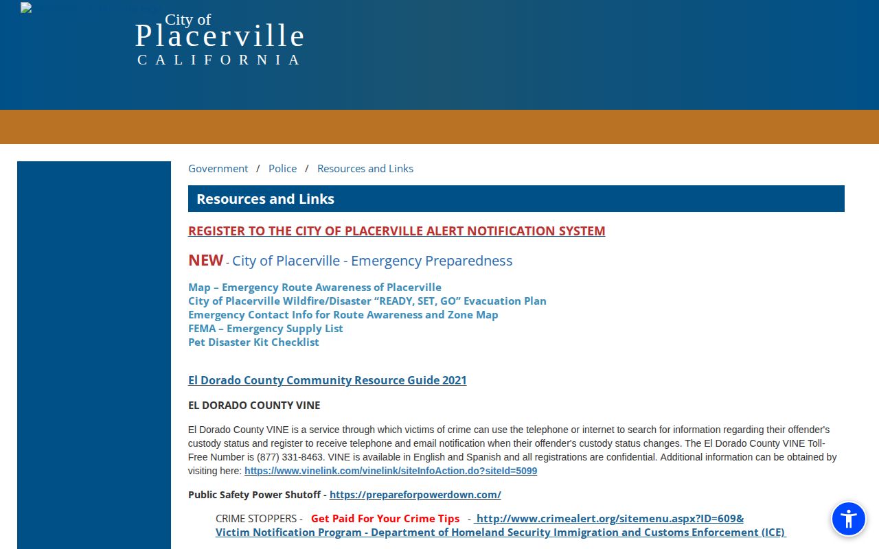 City of Placerville official resources and links page